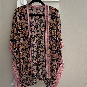 Floral Kimono with Pink and Yellow Accents